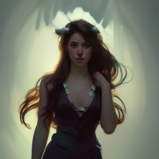 Dancing Husky Girl Portrait in Dynamic Lighting