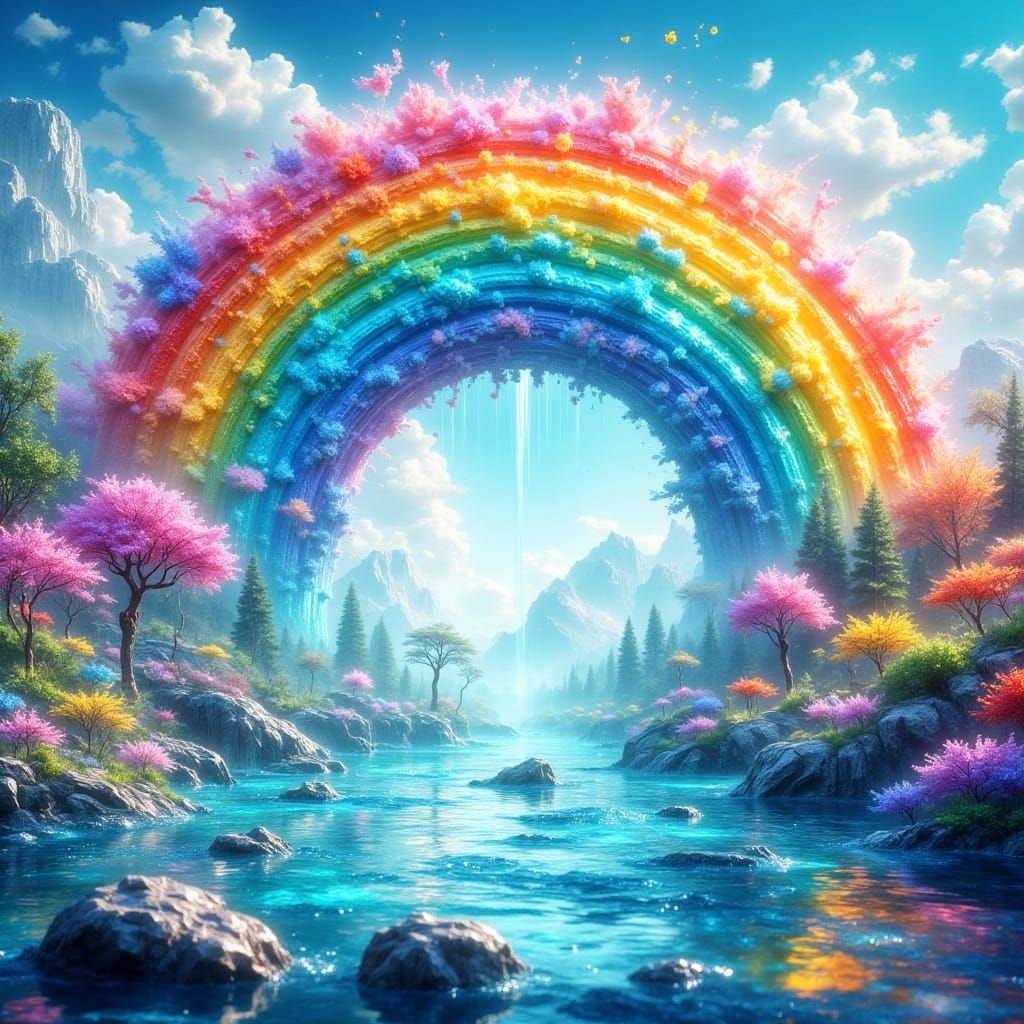 Vivid 3D Rainbow Rises From Water Tactile