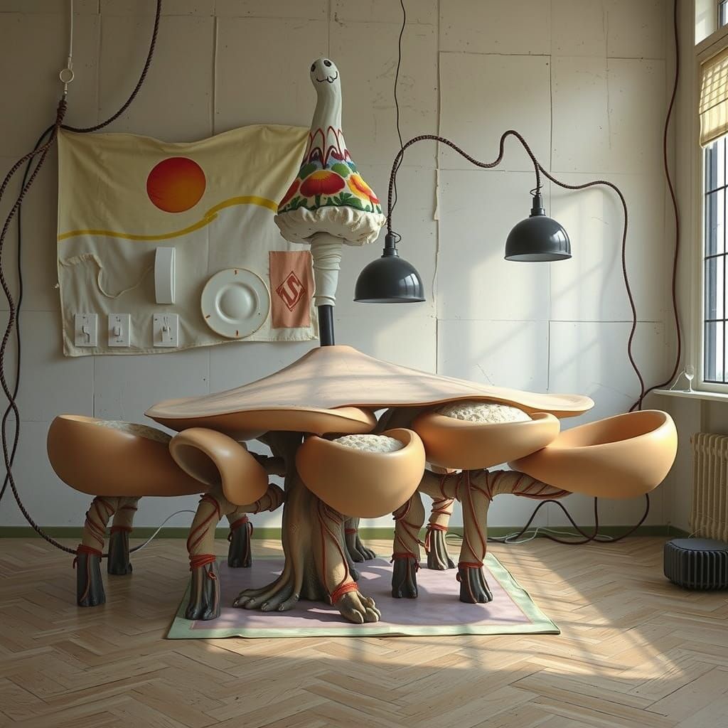 Ethereal Fungal Kingdom in Whimsical Retro-Futurism