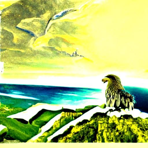 An eagles prespective of the cliffs of Dover. acrylic art ai...