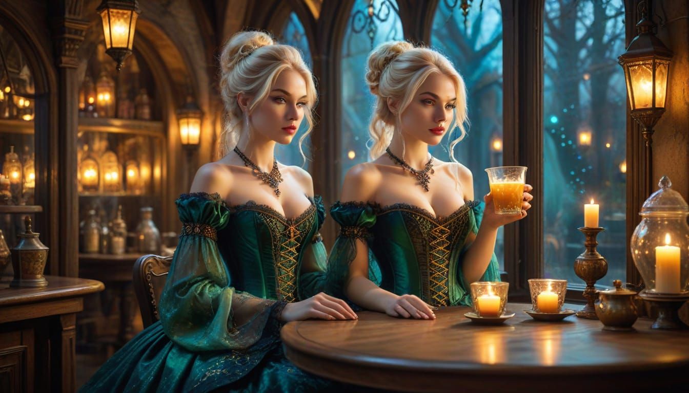 Whimsical Witch in Enchanted Cafe