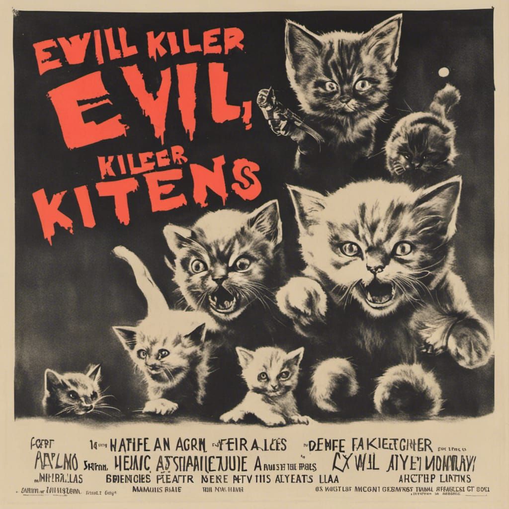 Evil Killer Kittens: 1960s Horror Movie Poster