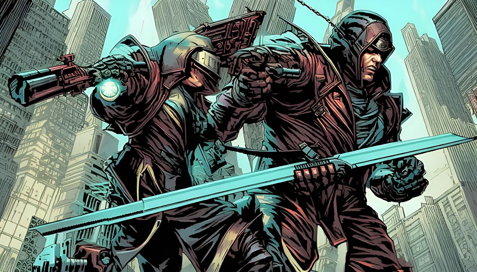 Cyberpunk Detective in Comic Book Art Style