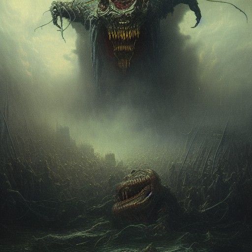 Horrifying Monster Devouring World: Hyperdetailed Demonic Pa...