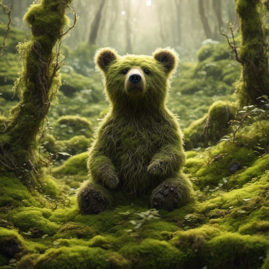 Moss bear cub