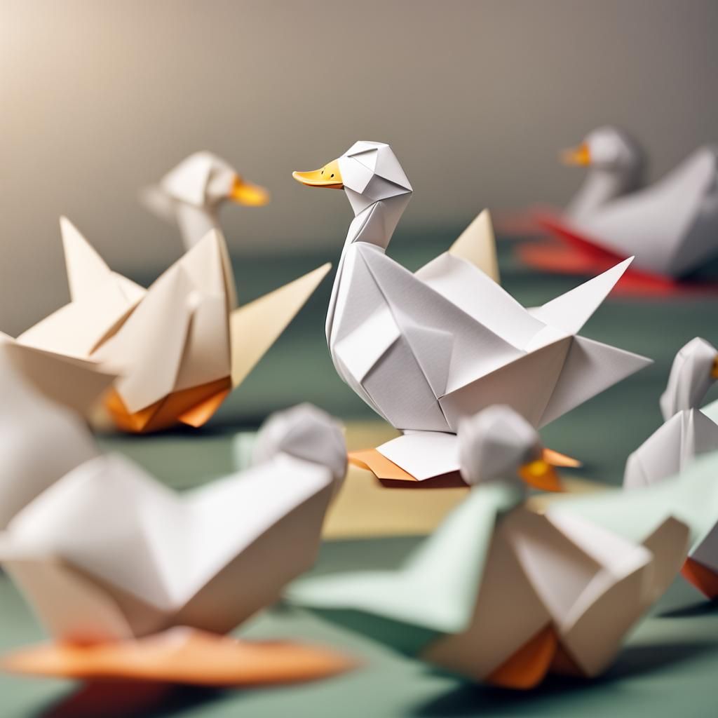 Origami Duck Papercraft in 8K Resolution