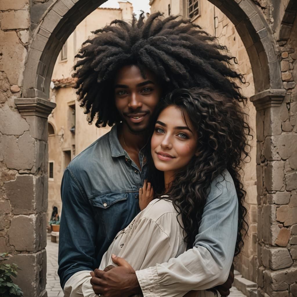 Romantic Embrace: Turkish Woman and Black Man