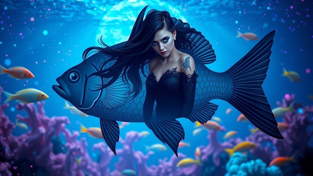 Underwater World in Fish Silhouette