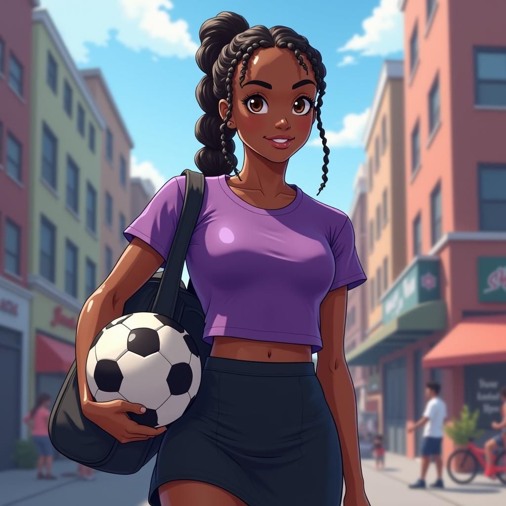 Vibrant Anime Style Portrait of a Confident Young Woman