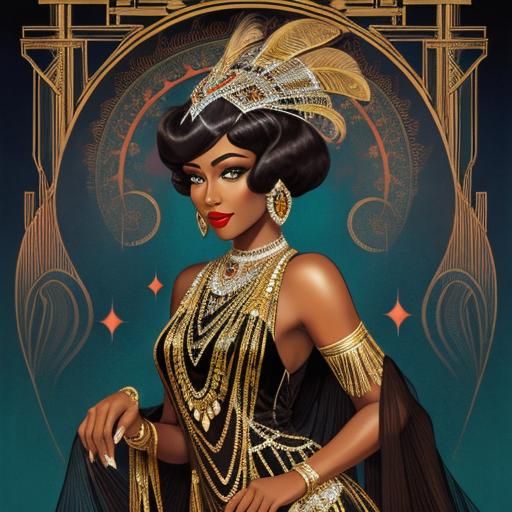 Art Deco Burlesque Vedette in 1920s Style