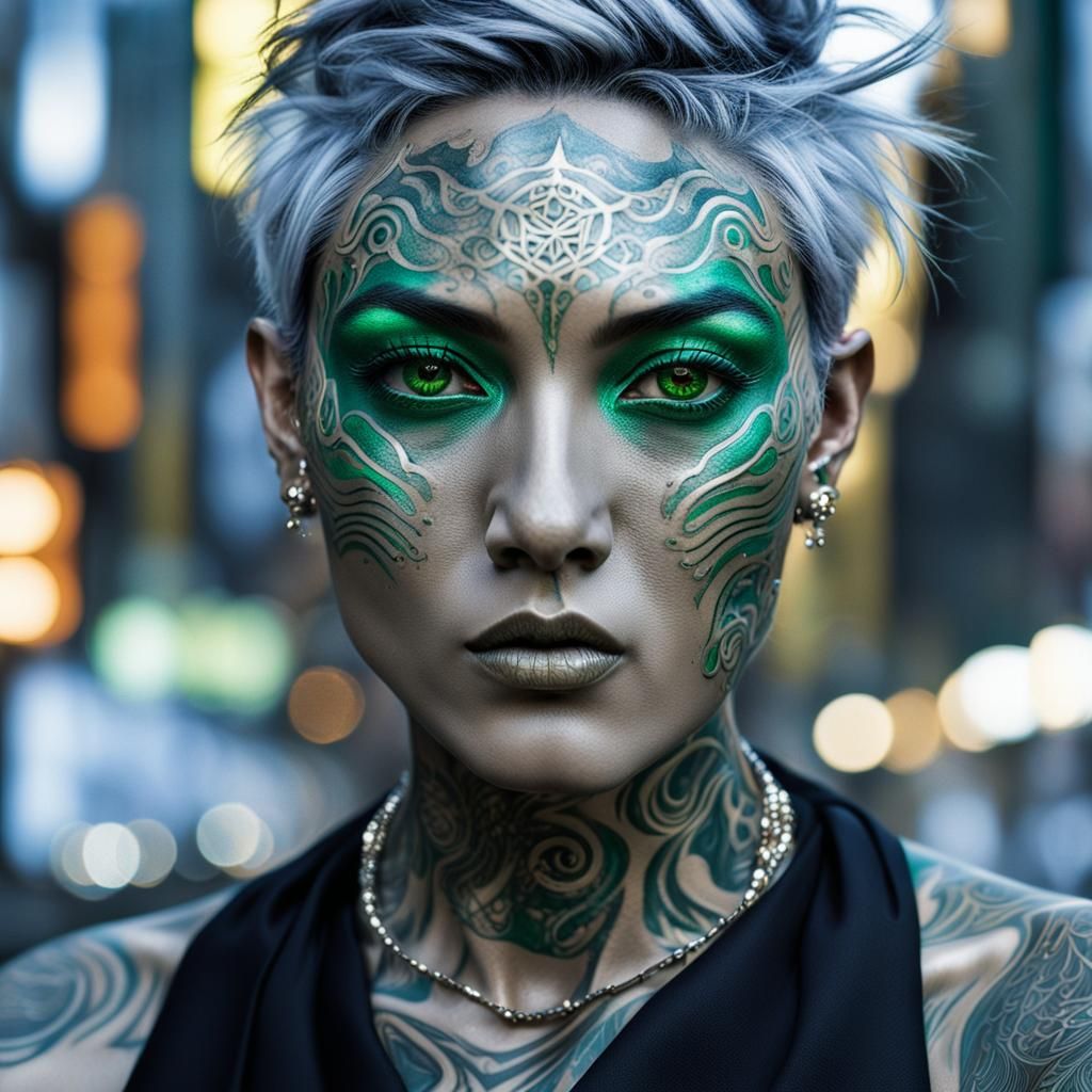 Futuristic Androgynous Model in Tokyo: Visionary Art Photogr...