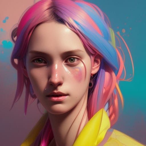 Colorful Portrait with Dynamic Lighting, Trending Art