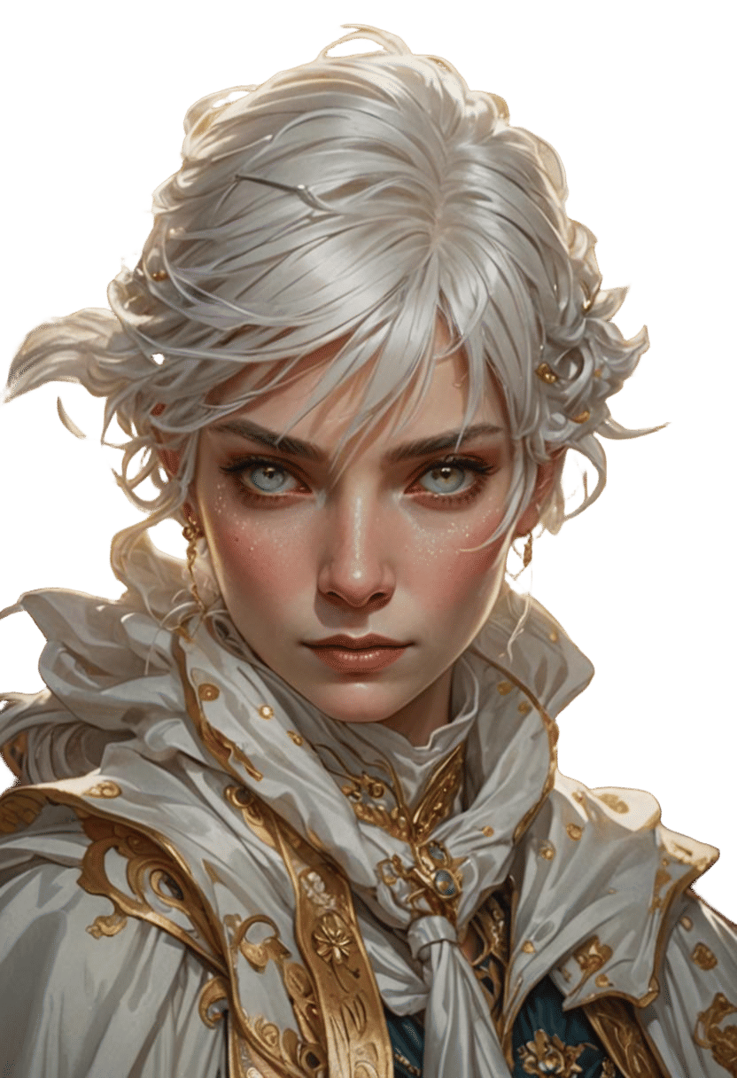 White-Haired Woman Portrait in Dynamic Lighting
