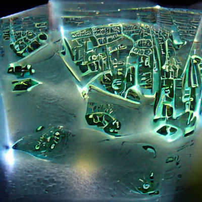 Holographic Glass City Under Microscope with Lighting