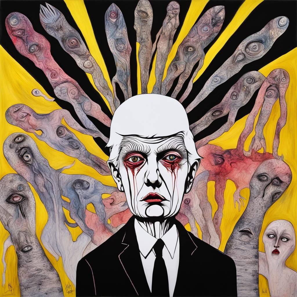 Alien wearing a bad Donald Trump Mask #1