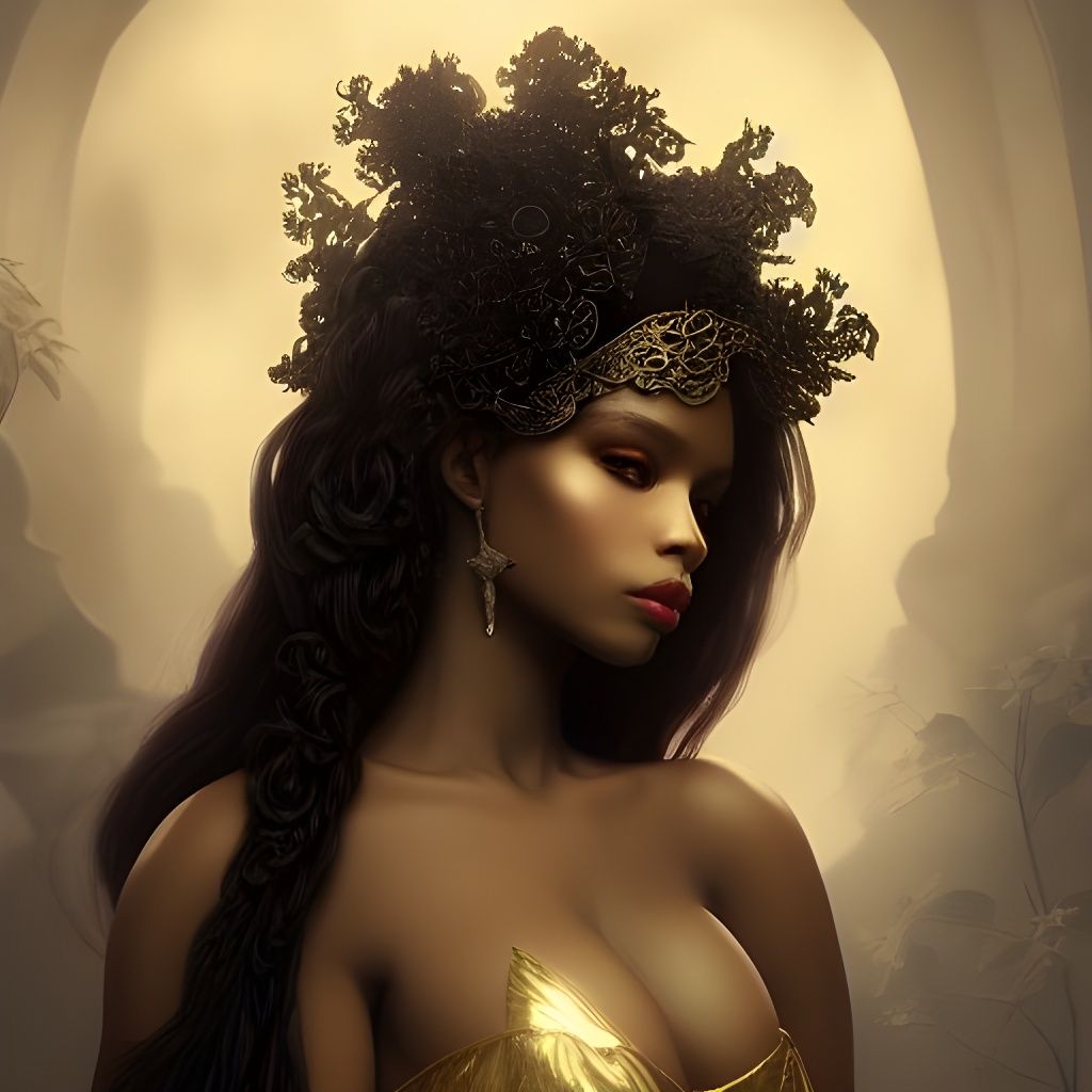 Detailed Black Maiden with Rococo Lace