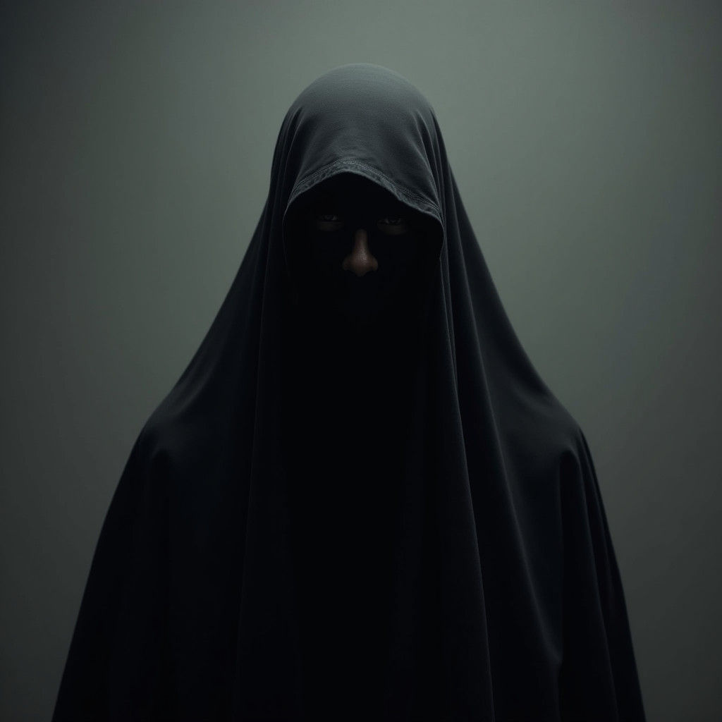 Mysterious Reverend in Black Veil: Cinematic Film Still