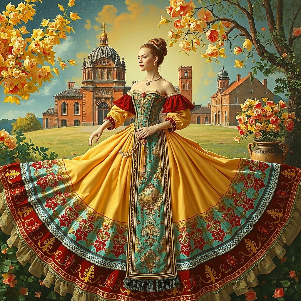 Rococo Figure in French Countryside