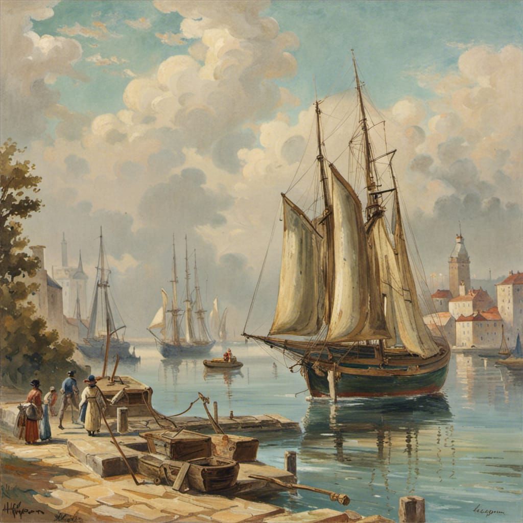 Yacht in Harbor, Bande Dessinée Style
