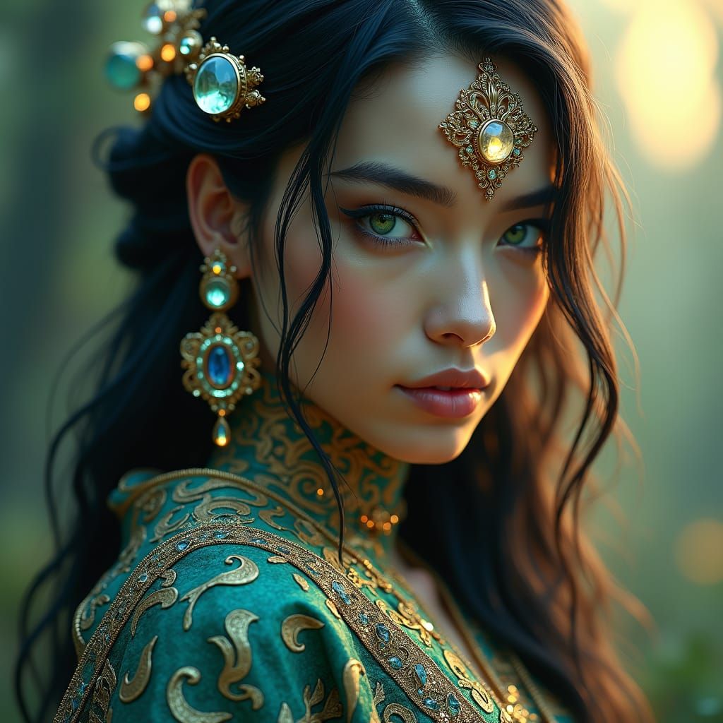 Hyperrealistic Woman in Futuristic Jewelry