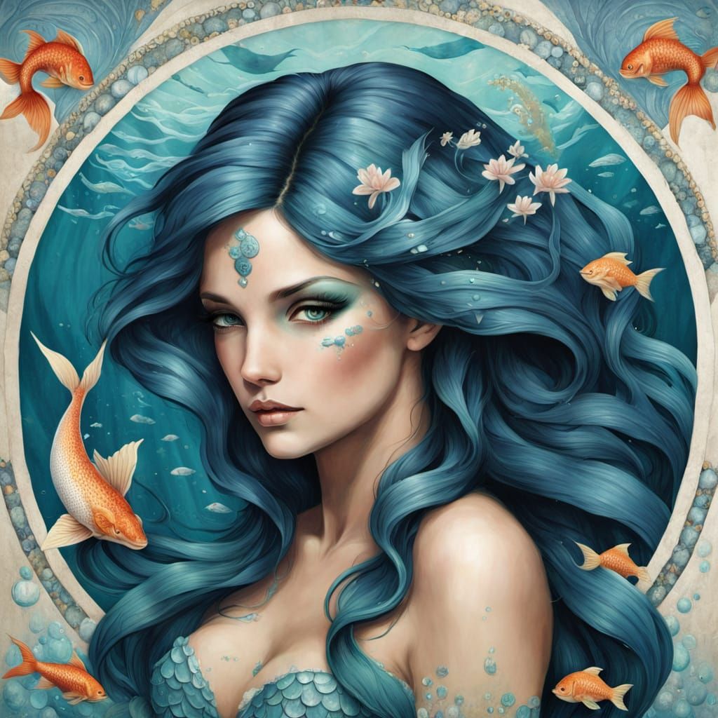 Epic Mermaidcore Mural in a Vibrant Aquatic Aesthetic