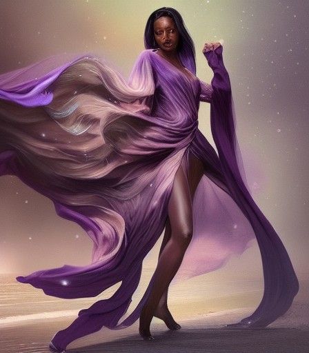 Elegant Woman in Purple Robes: Fantasy Art