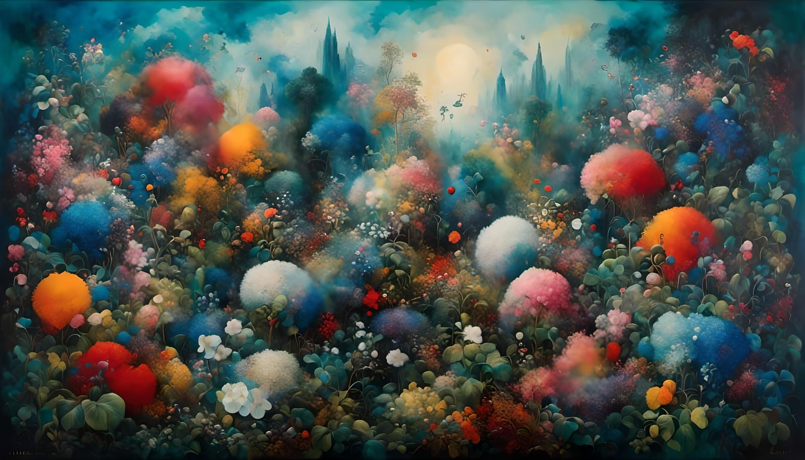 Intricately Detailed Hydrangea in Dreamy Garden