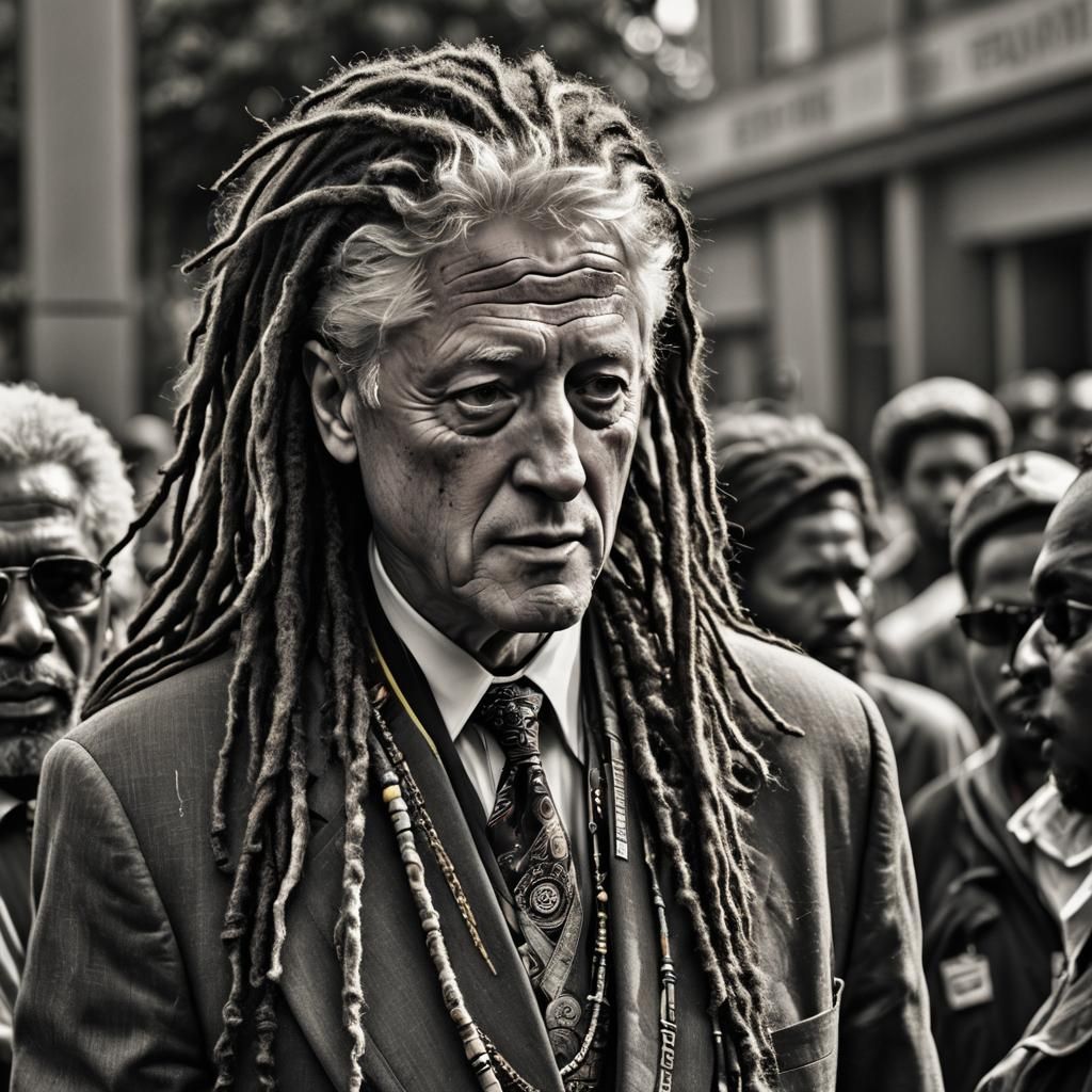 Bill Clinton with dreadlocks, rastafari atmosphere, intricat...