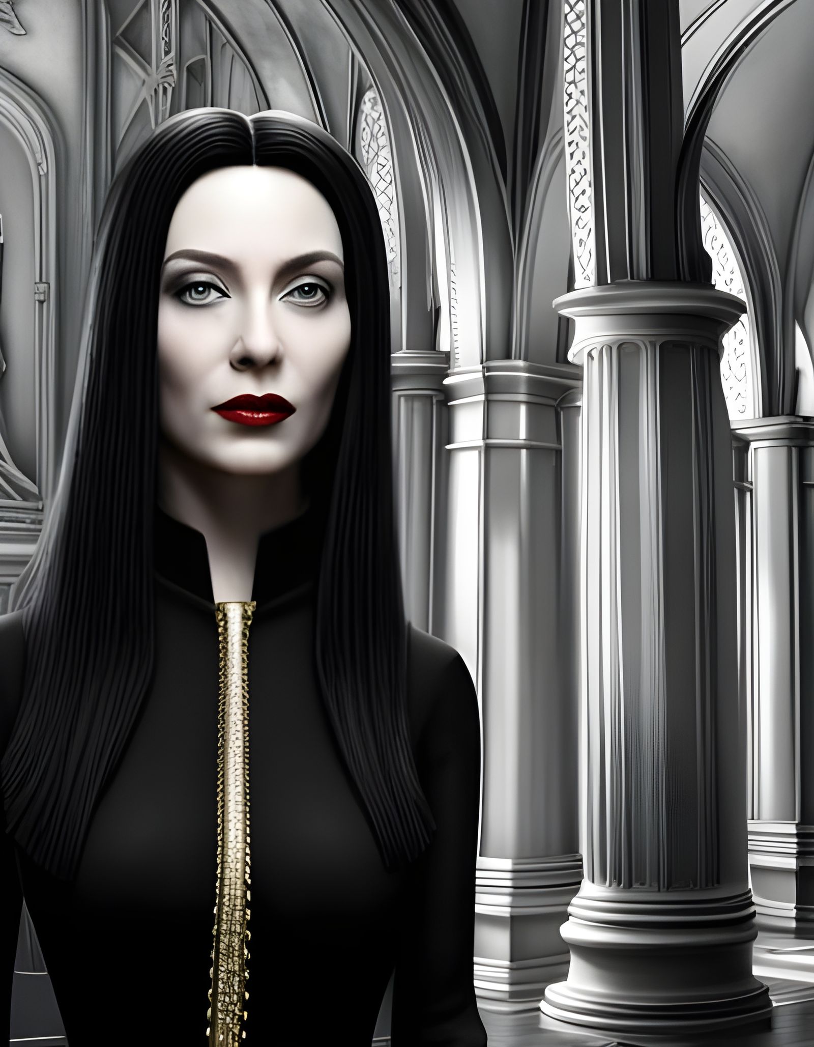 Gothic Portrait of a Woman in Hyperrealism Style