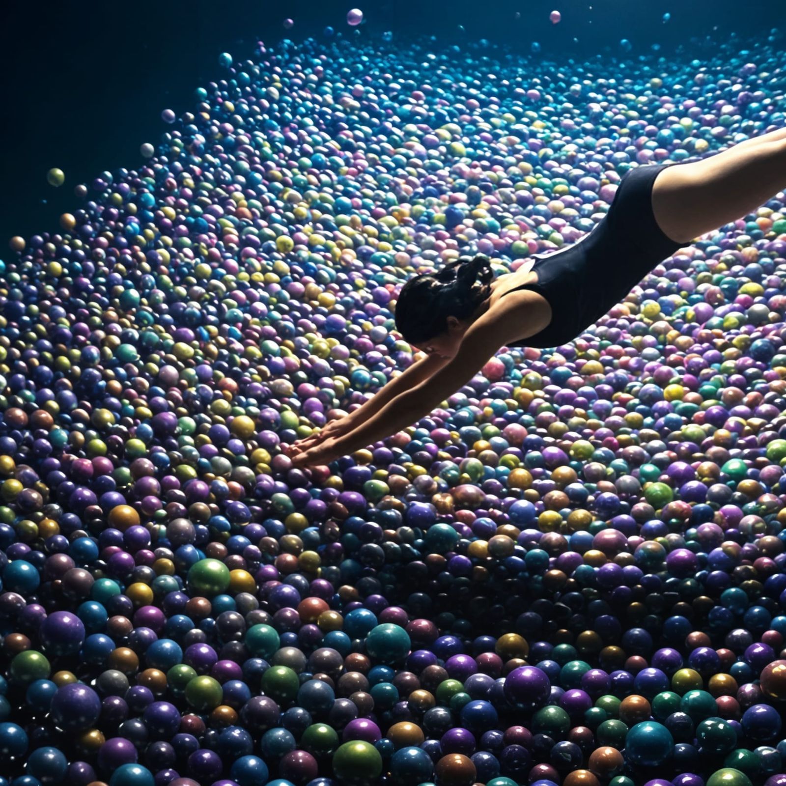 Surreal Dive Into a Pool of Iridescent Beads