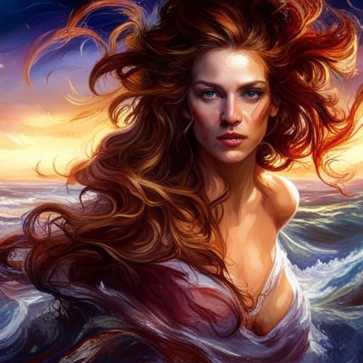 Water Woman Portrait in Detailed Fantasy Style