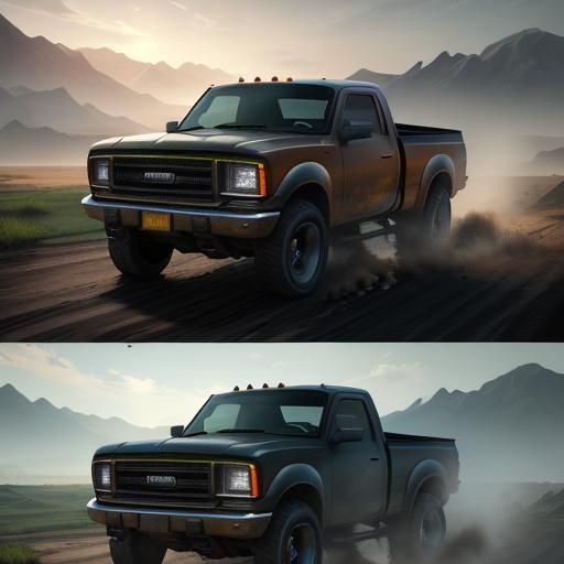 Pickup Truck Racing: Detailed Matte Painting