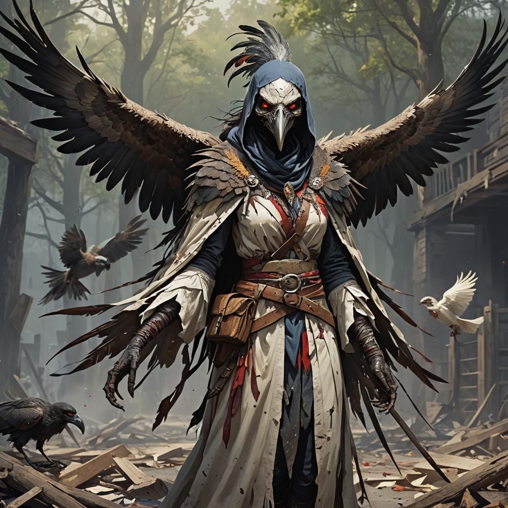 Sinister Zombified Aarakocra in Robes