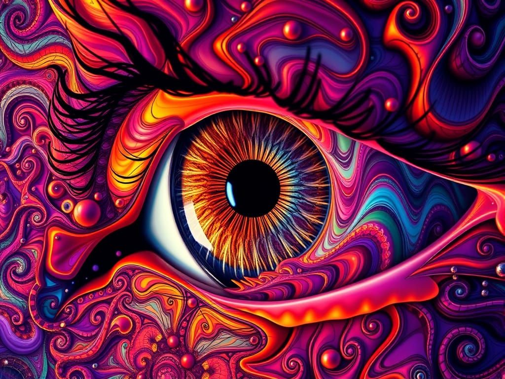 Surreal Fractal Eye in Vibrant, Photorealistic 8k