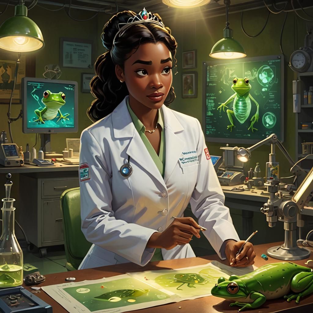 Princess Tiana as Scientist in Lab: Digital Painting