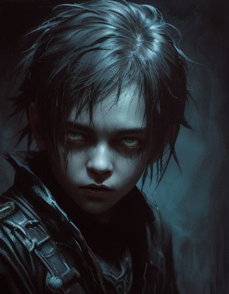 Dark Fantasy Art: Boy Meets Monster in Moody Chiaroscuro