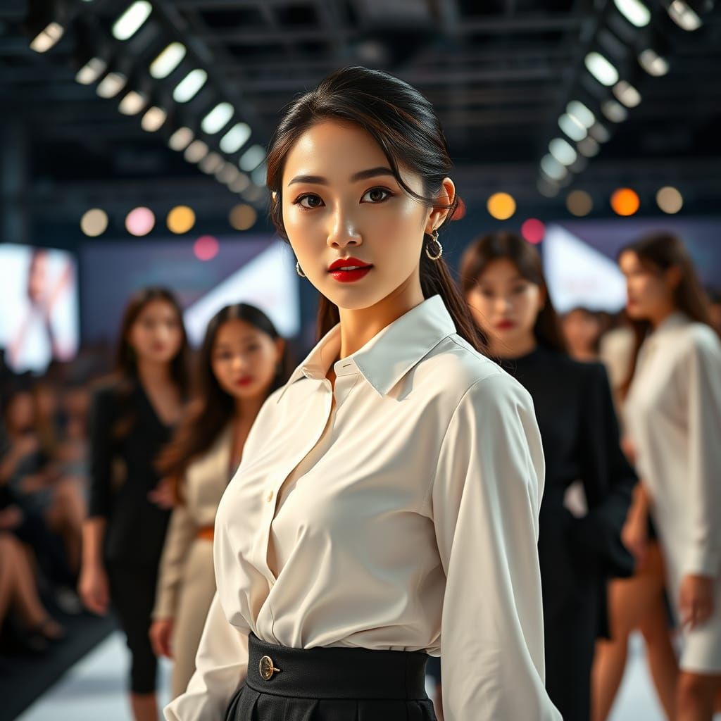 Stunning Korean Model Dominates Runway in Cinematic Style