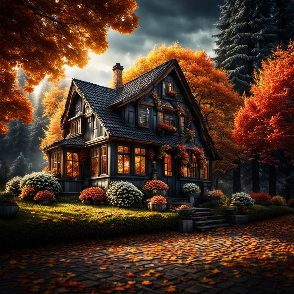 Cozy Autumn Home Interior in Hyperrealistic Style