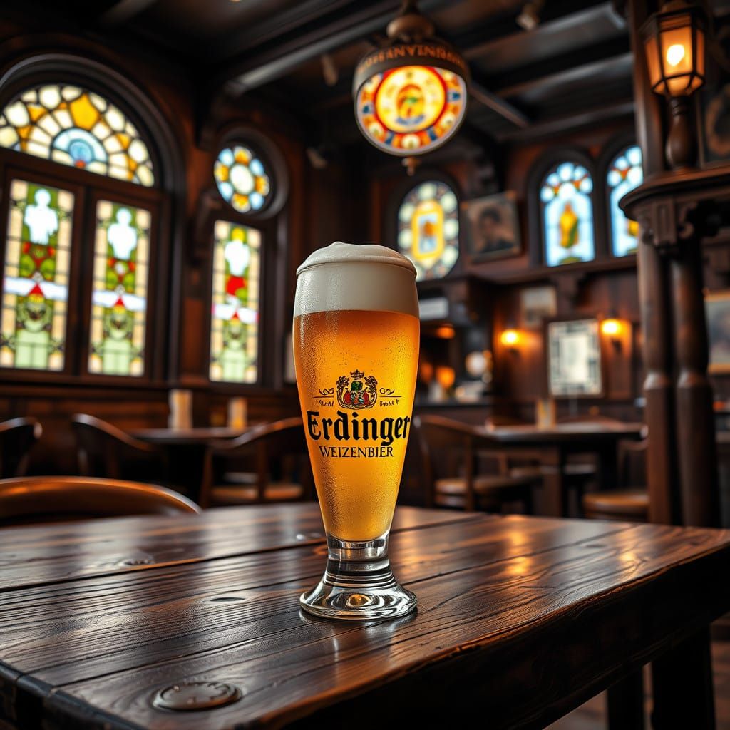 Bavarian Beer Pub Atmosphere with Erdinger Weizenbier