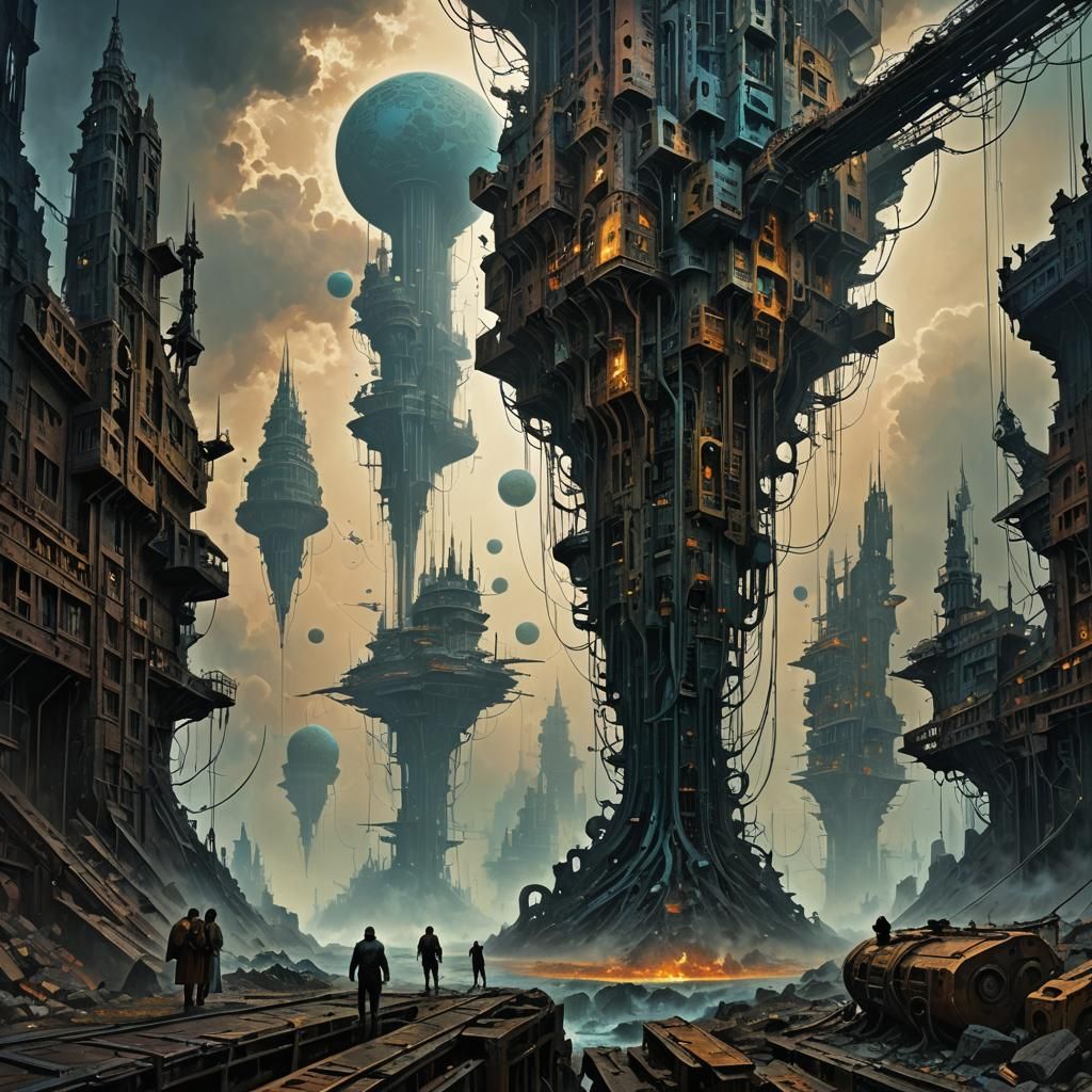 Futuristic Dystopian Sci-Fi Masterpiece with 3D Shading