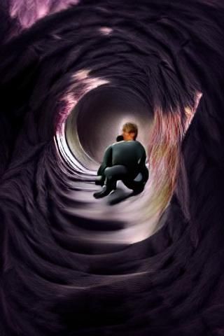 Desperate Crawl Through Spiraling Tunnel