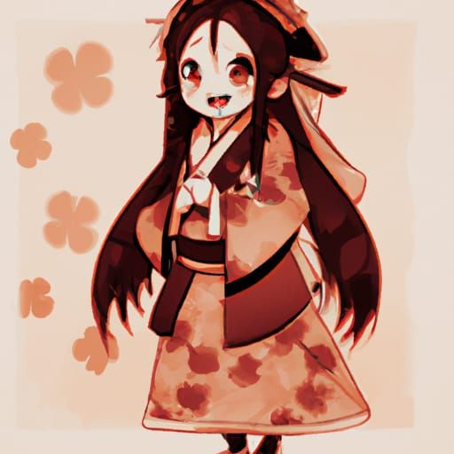 Cute Vintage Anime Girl: Nezuko Inspired