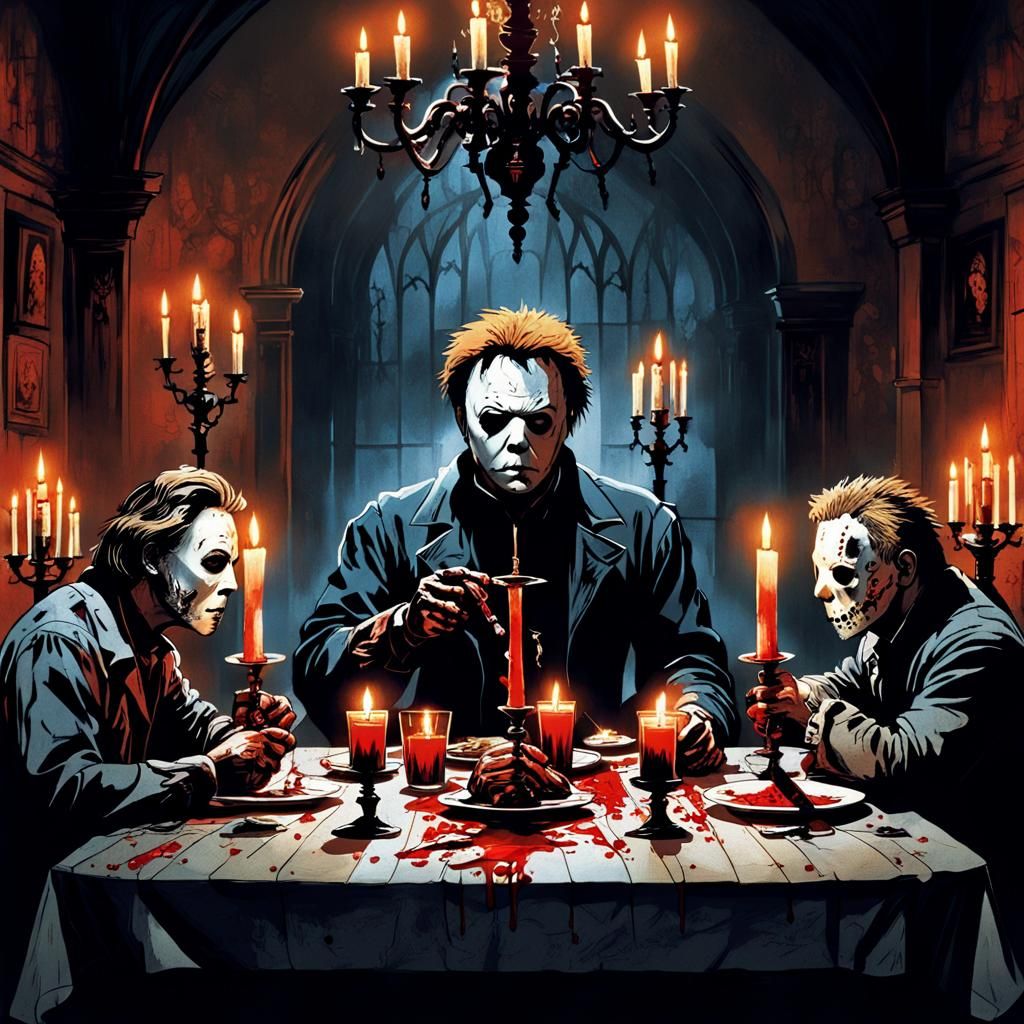 Gothic Dinner Party with Horror Icons