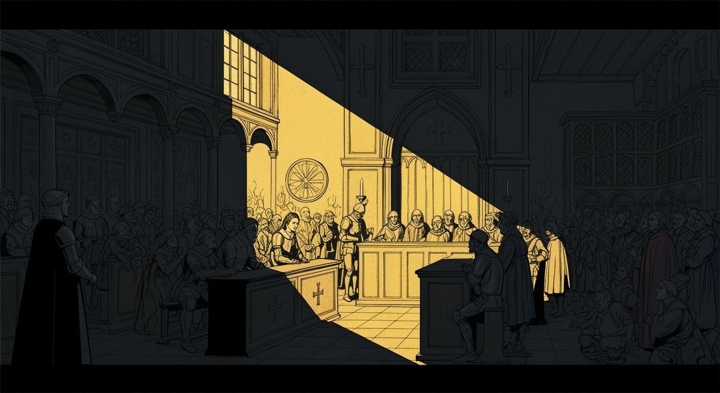 Joan of Arc Trial in Surreal Flemish Style