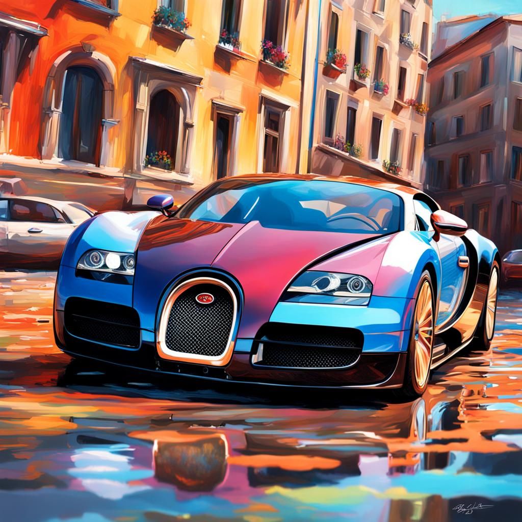 Hyperrealistic Bugatti Veyron Splash Art
