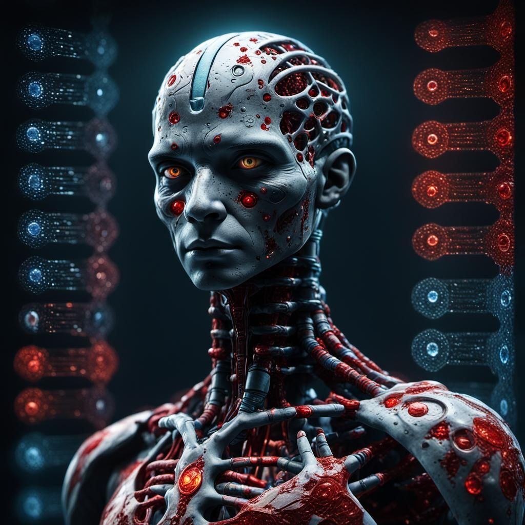 Hyperrealistic DNA as Code: Intricate Humanoid Portrait