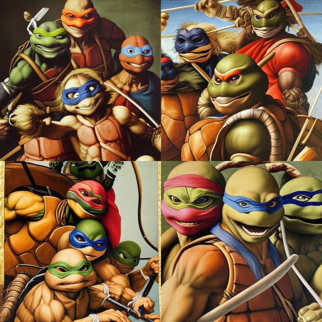 TMNT in Renaissance Oil Painting Style