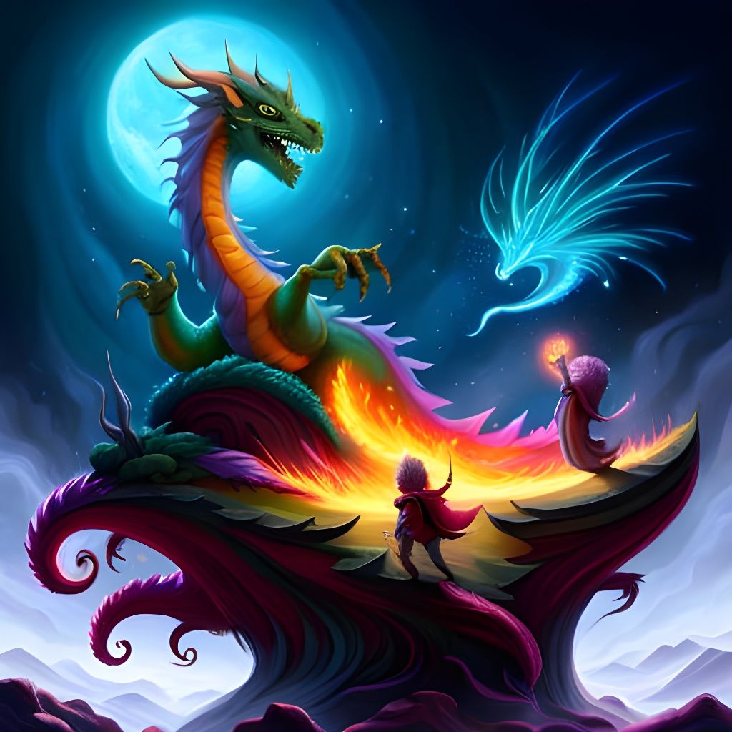 Iridescent Dragon Spirit Attacks Goblin Army