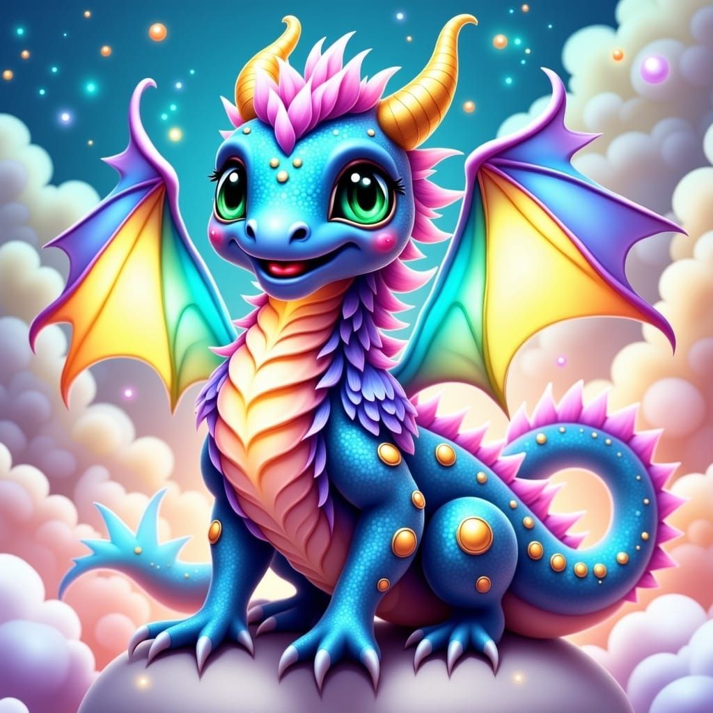Whimsical Luck Dragon with Radiant Aura