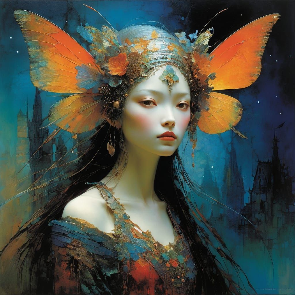 Whimsical Otherworldly Fairy in Vibrant Sunset Colors